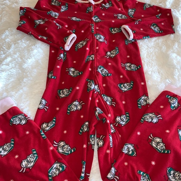 Lands’ End fleece zip one piece Jammie’s/ jogger style. Holiday/Christmas Sz 14 - Picture 7 of 7